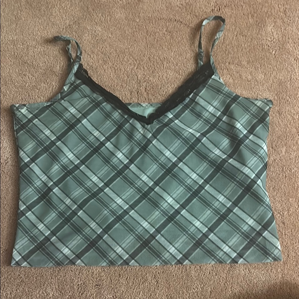 Plaid Green Camisole Top